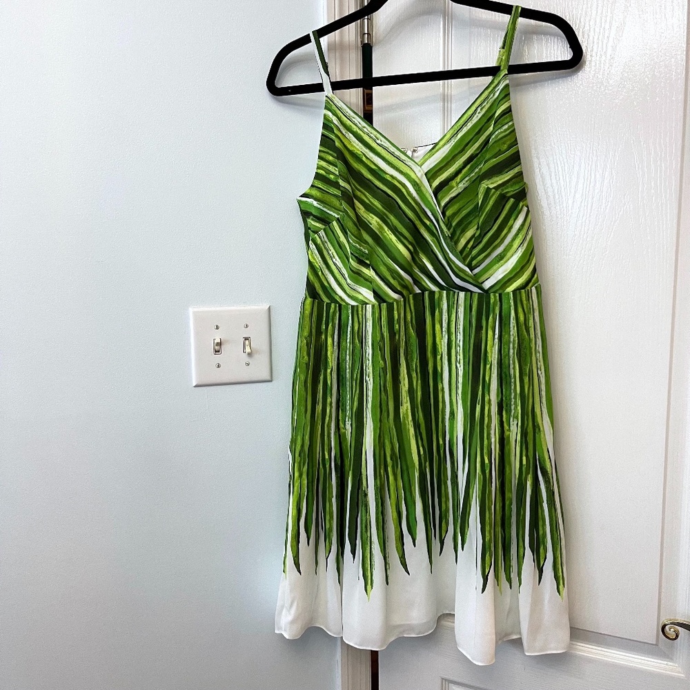 The Limited Vibrant Green Striped Flowy Dress